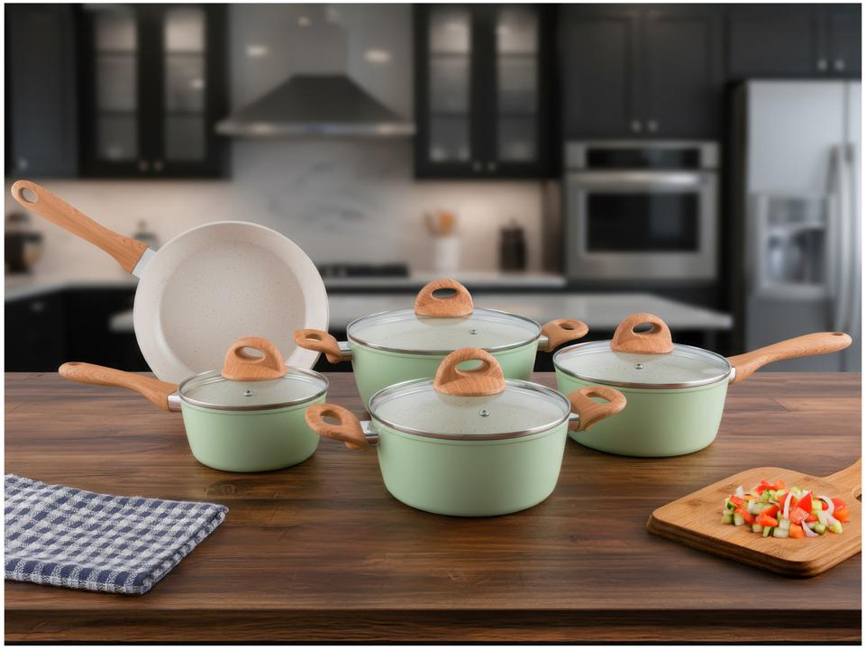 Jogo de Panelas Brinox Verde Pistache 5 Peças Optima Ceramic Life - 3