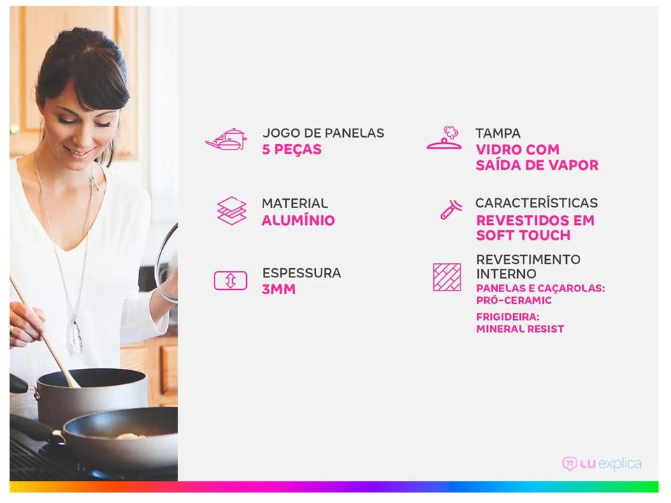 Jogo de Panelas Brinox Verde Pistache 5 Peças Optima Ceramic Life - 1