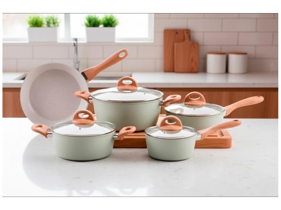 Jogo de Panelas Brinox Verde Pistache 5 Peças Optima Ceramic Life - 4