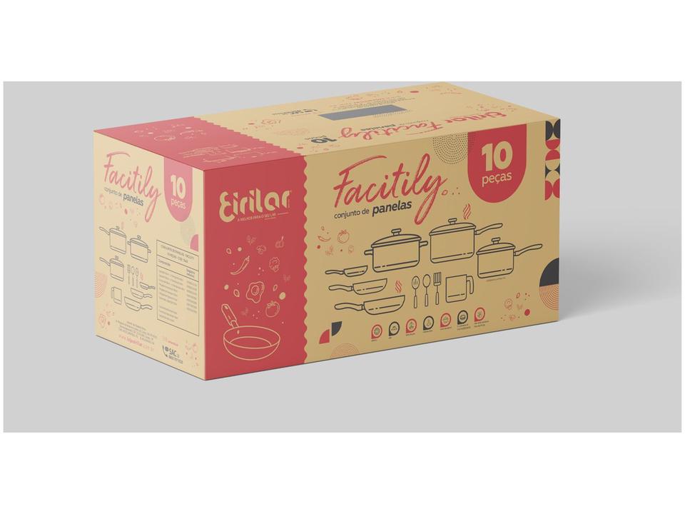 Jogo de Panelas Eirilar Antiaderente de Alumínio Grafite 10 Peças Facility - 25
