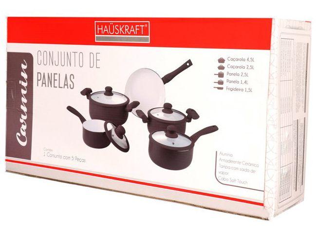Jogo de Panelas Hauskraft Antiaderente de Alumínio Marrom 5 Peças Carmin - 8
