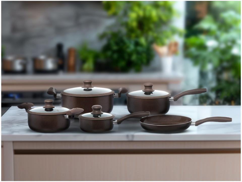 Jogo de Panelas Hauskraft Antiaderente de Alumínio Marrom 5 Peças Carmin - 1