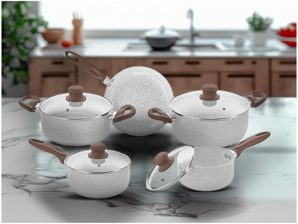 Jogo de Panelas Hauskraft Antiaderente de Alumínio Vanilla 5 Peças Florença - 1