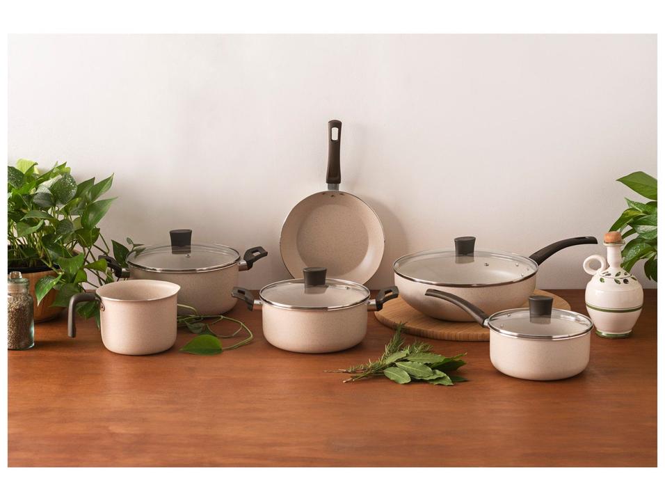 Jogo de Panelas Multiflon Antiaderente Alumínio Bege 5 Peças Ekó - 1