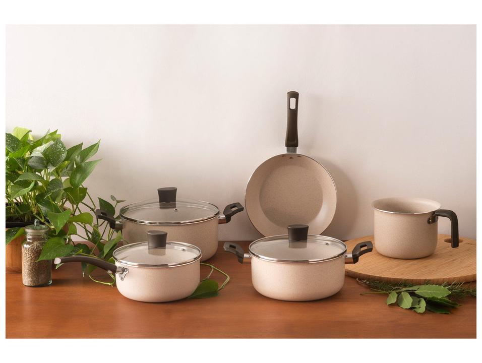 Jogo de Panelas Multiflon Antiaderente Alumínio Bege 5 Peças Ekó - 2