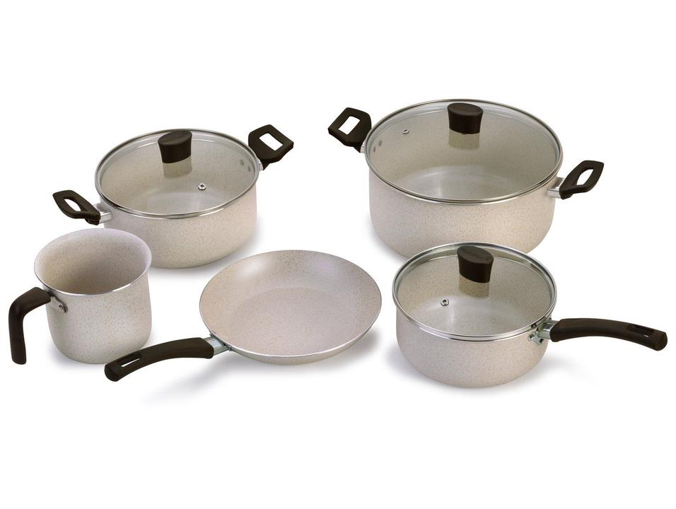 Jogo de Panelas Multiflon Antiaderente Alumínio Bege 5 Peças Ekó - 3