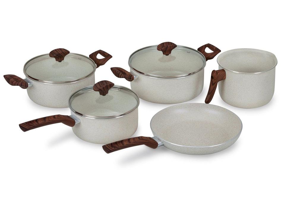 Jogo de Panelas Multiflon Antiaderente de Alumínio Bege 5 Peças Petra - 3