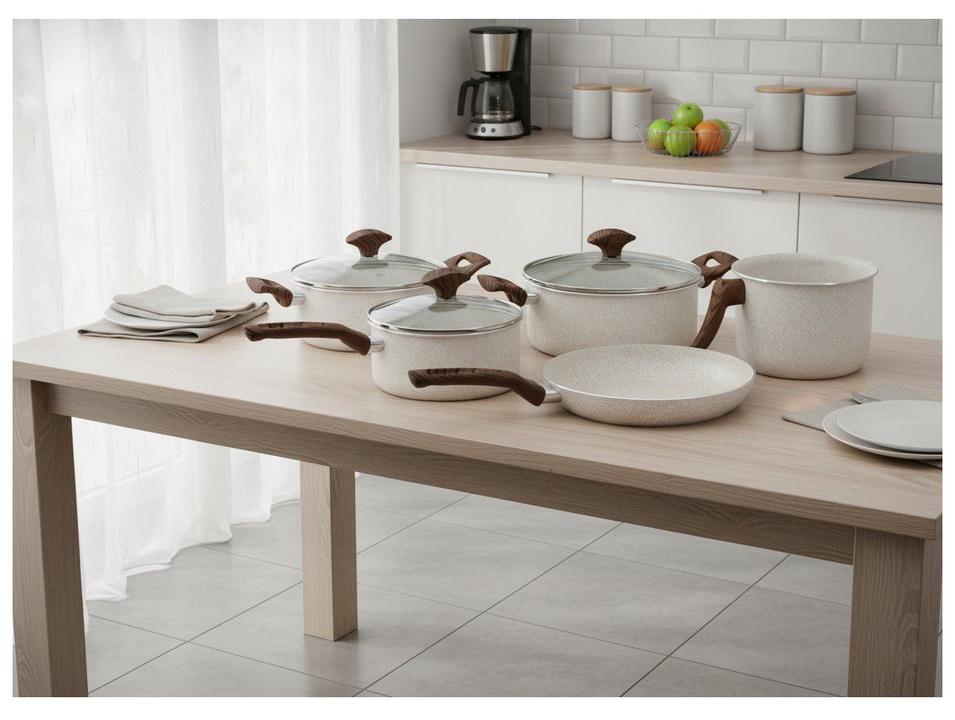 Jogo de Panelas Multiflon Antiaderente de Alumínio Bege 5 Peças Petra - 2