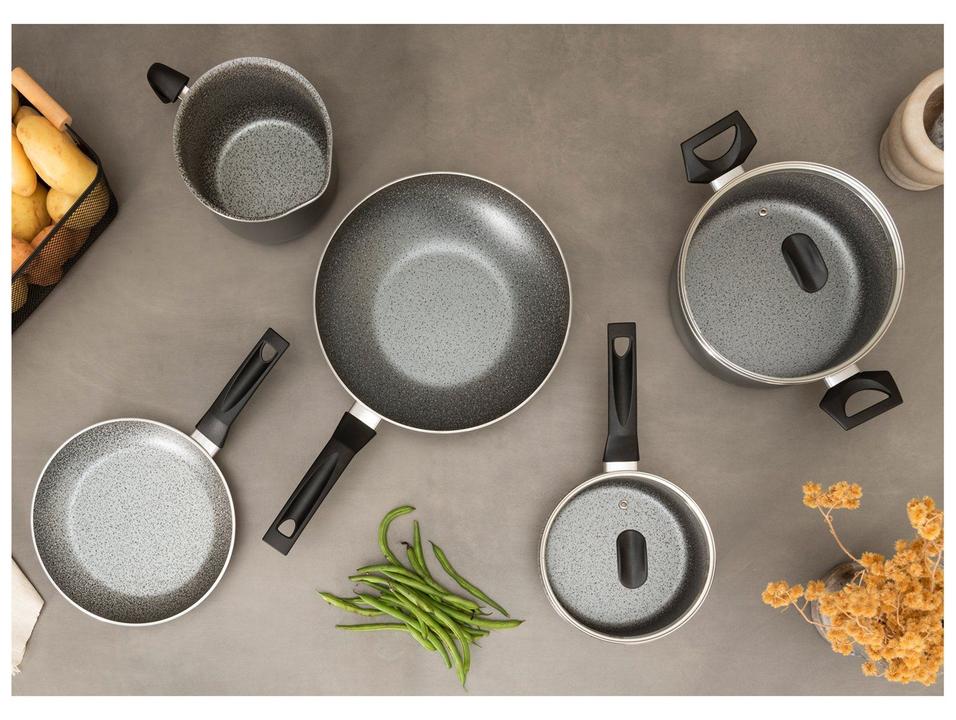 Jogo de Panelas Multiflon Antiaderente de Alumínio Grafite Indução 5 Peças Petra+ - 2