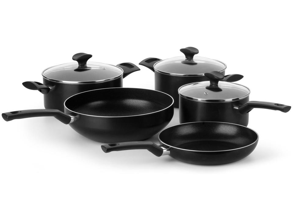 Jogo de Panelas Multiflon Antiaderente de Alumínio Preto 5 Peças Induct+ - 1