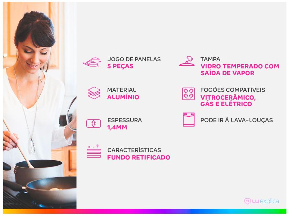 Jogo de Panelas Multiflon Antiaderente de Alumínio Verde 5 Peças Ekó - 1