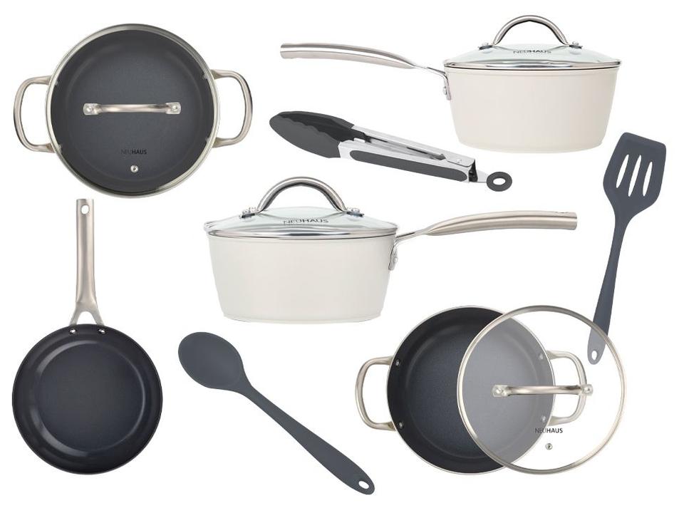 Jogo de Panelas Neuhaus Revestimento Cerâmico de Alumínio Forjado Off White Fundo Triplo 8 Peças Ceramic Prime - 4