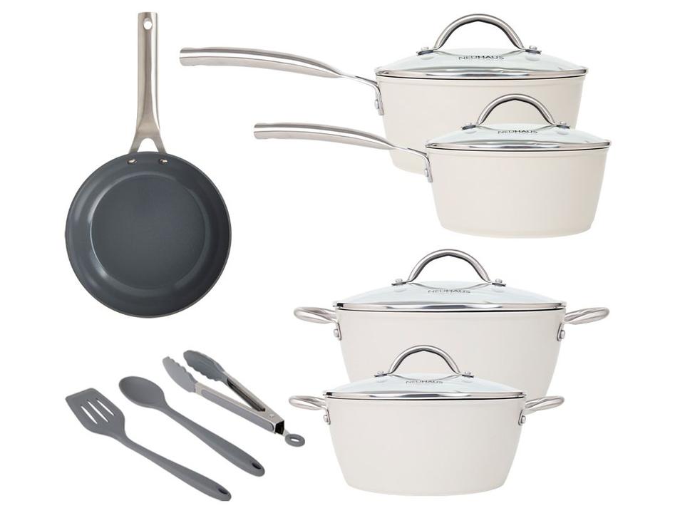 Jogo de Panelas Neuhaus Revestimento Cerâmico de Alumínio Forjado Off White Fundo Triplo 8 Peças Ceramic Prime - 3