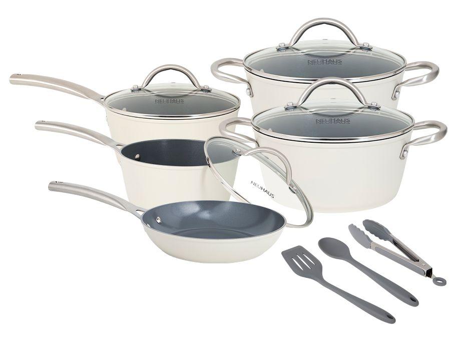 Jogo de Panelas Neuhaus Revestimento Cerâmico de Alumínio Forjado Off White Fundo Triplo 8 Peças Ceramic Prime - 2