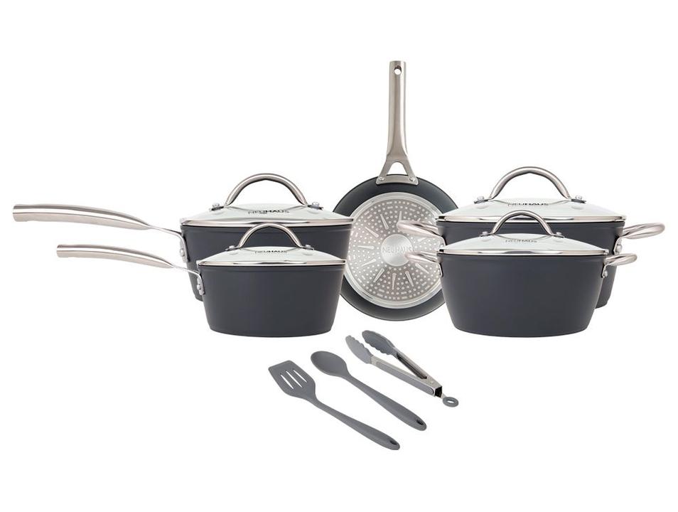 Jogo de Panelas Neuhaus Revestimento Cerâmico de Alumínio Forjado Preto Fundo Triplo 8 Peças Ceramic Prime - 1