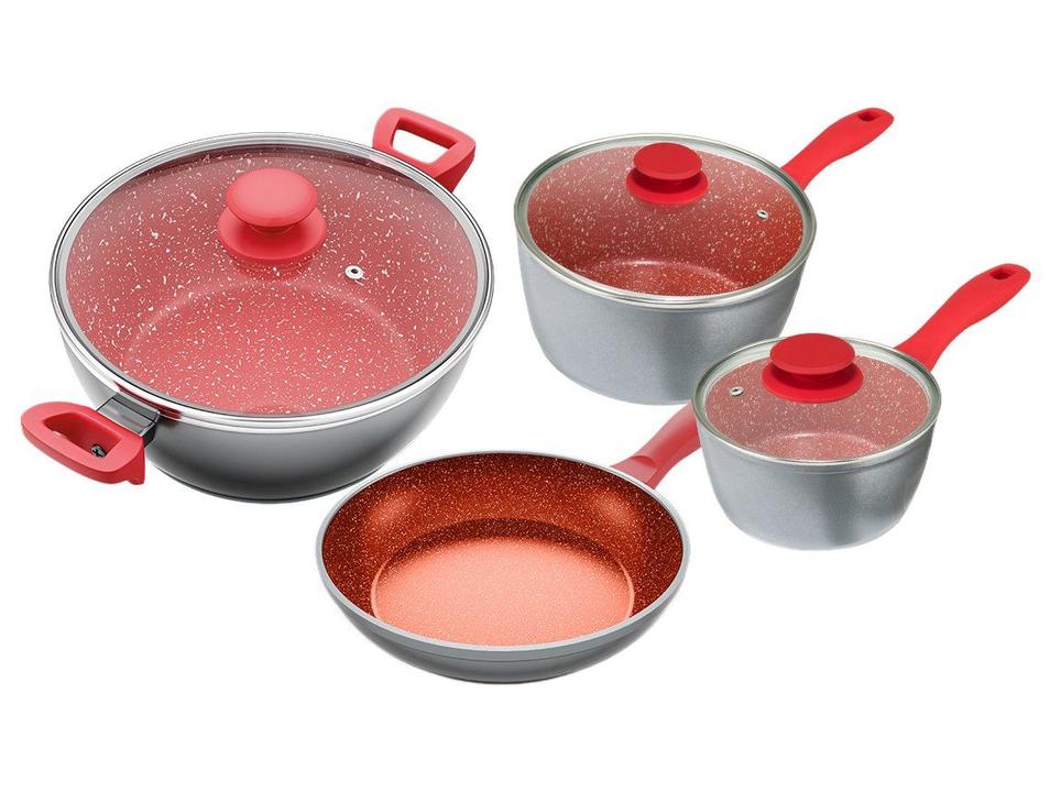 Jogo de Panelas Philco Antiaderente Cinza e Vermelho 4 Peças PKT420 - 2