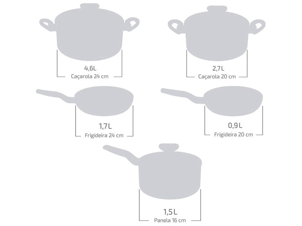 Jogo de Panelas Rochedo Antiaderente de Alumínio Chocolate 5 Peças Expert - 1