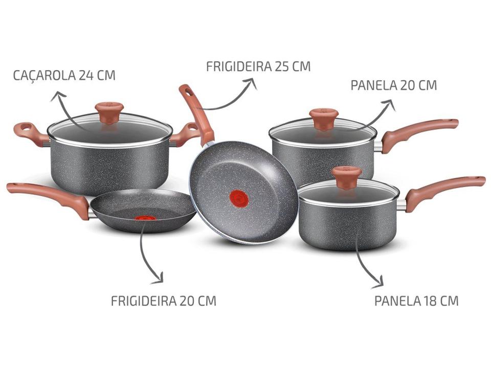 Jogo de Panelas Rochedo Antiaderente de Alumínio Cinza e Bege 5 Peças Natural Stone - 7