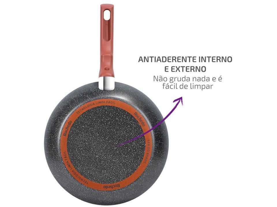 Jogo de Panelas Rochedo Antiaderente de Alumínio Cinza e Bege 5 Peças Natural Stone - 13