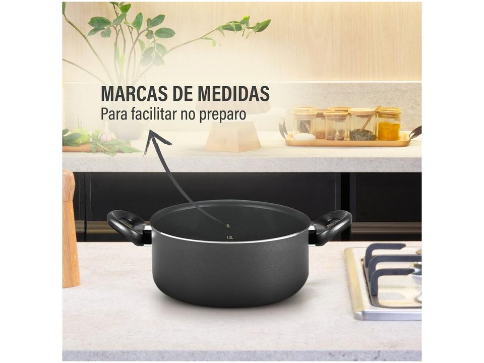 Jogo de Panelas Rochedo Antiaderente de Alumínio Grafite 5 Peças Robusta - 7
