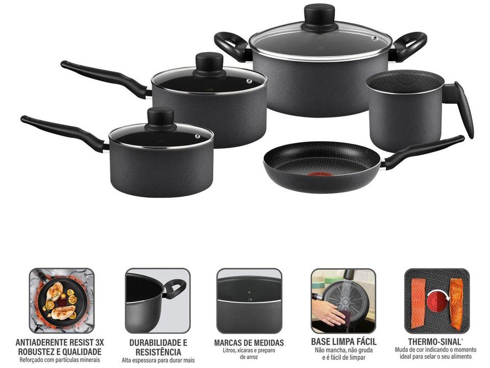 Jogo de Panelas Rochedo Antiaderente de Alumínio Grafite 5 Peças Robusta - 2