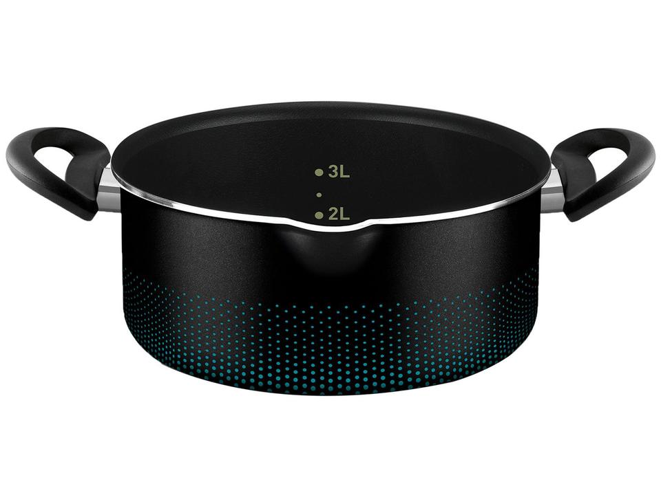 Jogo de Panelas Rochedo Antiaderente de Alumínio Preto e Azul 9 Peças Smart - 4