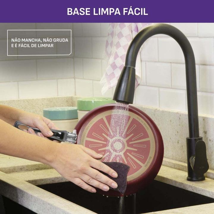 Jogo de Panelas Rochedo Antiaderente de Alumínio Vermelho 11 Peças Facilita - 3