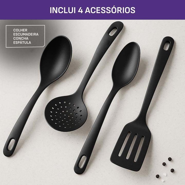 Jogo de Panelas Rochedo Antiaderente de Alumínio Vermelho 11 Peças Facilita - 5