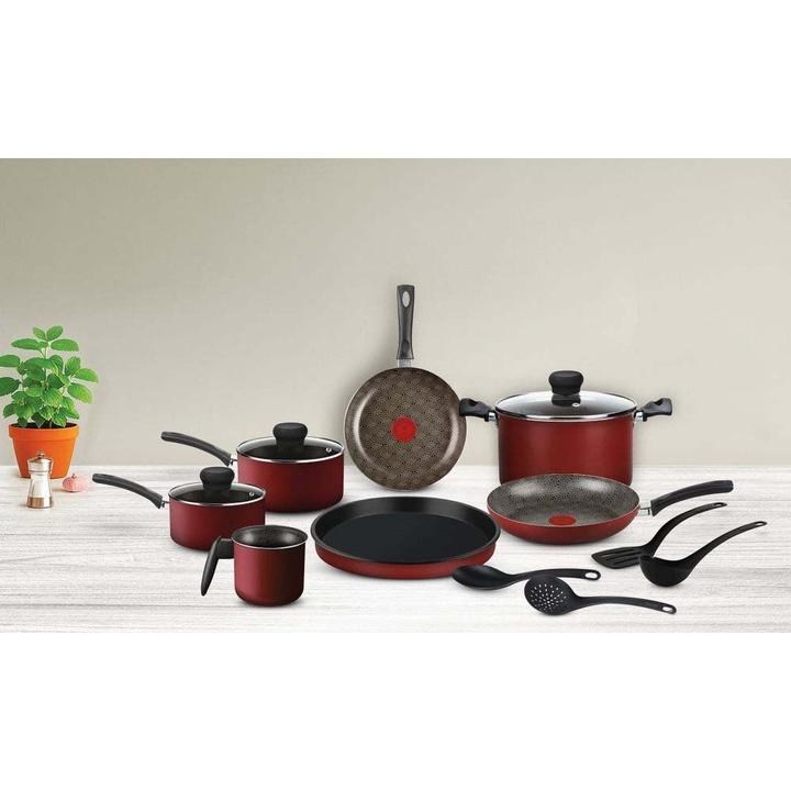 Jogo de Panelas Rochedo Antiaderente de Alumínio Vermelho 11 Peças Facilita - 7