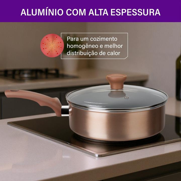 Jogo de Panelas Rochedo Cerâmico de Alumínio Rose Gold 5 Peças Ceramic - 3