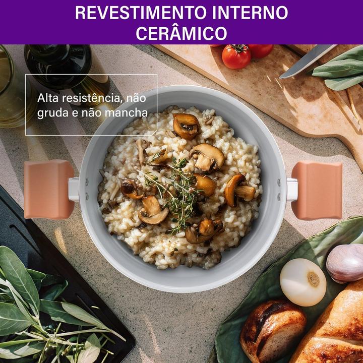 Jogo de Panelas Rochedo Cerâmico de Alumínio Rose Gold 5 Peças Ceramic - 1