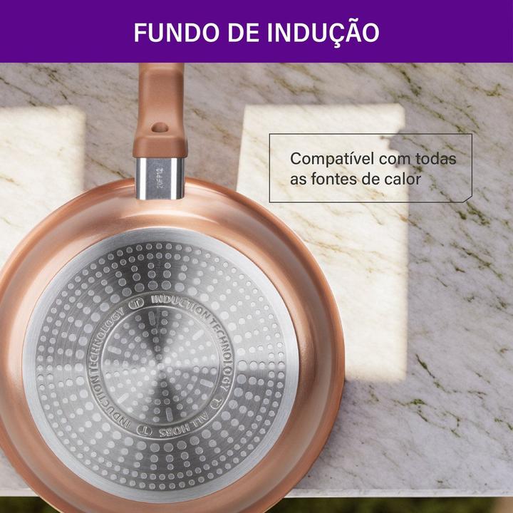 Jogo de Panelas Rochedo Cerâmico de Alumínio Rose Gold 5 Peças Ceramic - 2