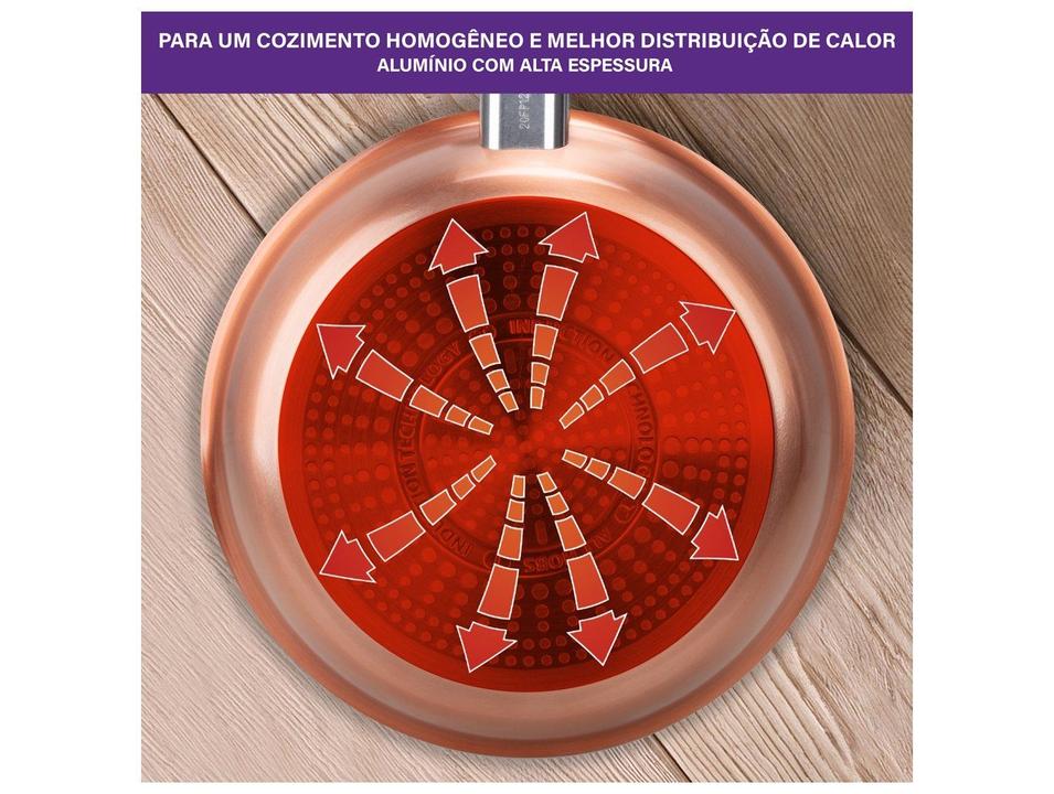 Jogo de Panelas Rochedo Cerâmico de Alumínio Rose Gold Fundo Triplo 5 Peças Ceramic - 6