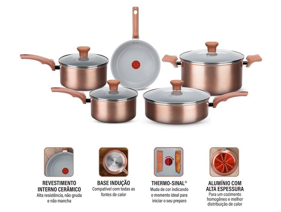 Jogo de Panelas Rochedo Cerâmico de Alumínio Rose Gold Fundo Triplo 5 Peças Ceramic - 3