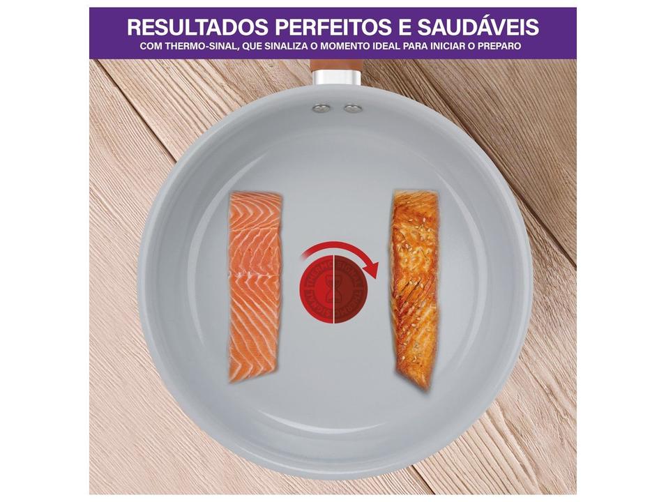 Jogo de Panelas Rochedo Cerâmico de Alumínio Rose Gold Fundo Triplo 5 Peças Ceramic - 5