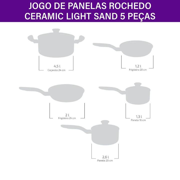 Jogo de Panelas Rochedo de Alumínio Vanilla 5 Peças Ceramic Light Sand - 7
