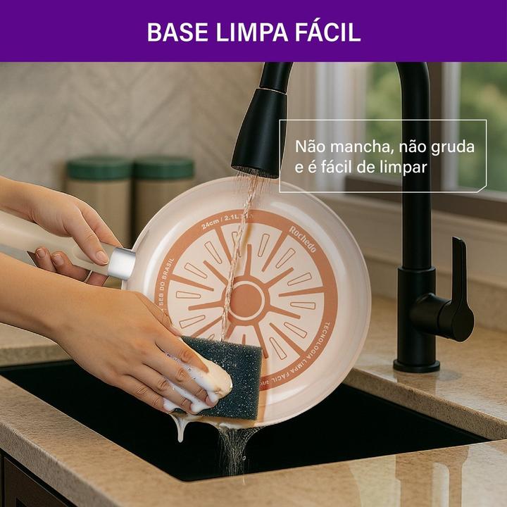 Jogo de Panelas Rochedo de Alumínio Vanilla 5 Peças Ceramic Light Sand - 5