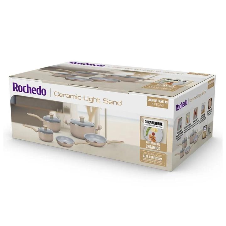 Jogo de Panelas Rochedo de Alumínio Vanilla 5 Peças Ceramic Light Sand - 8