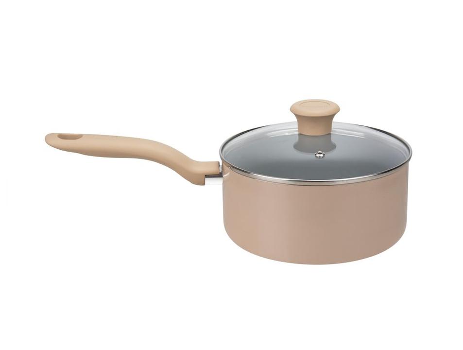 Jogo de Panelas Rochedo de Alumínio Vanilla Fundo Triplo 5 Peças Ceramic Light Sand - 18