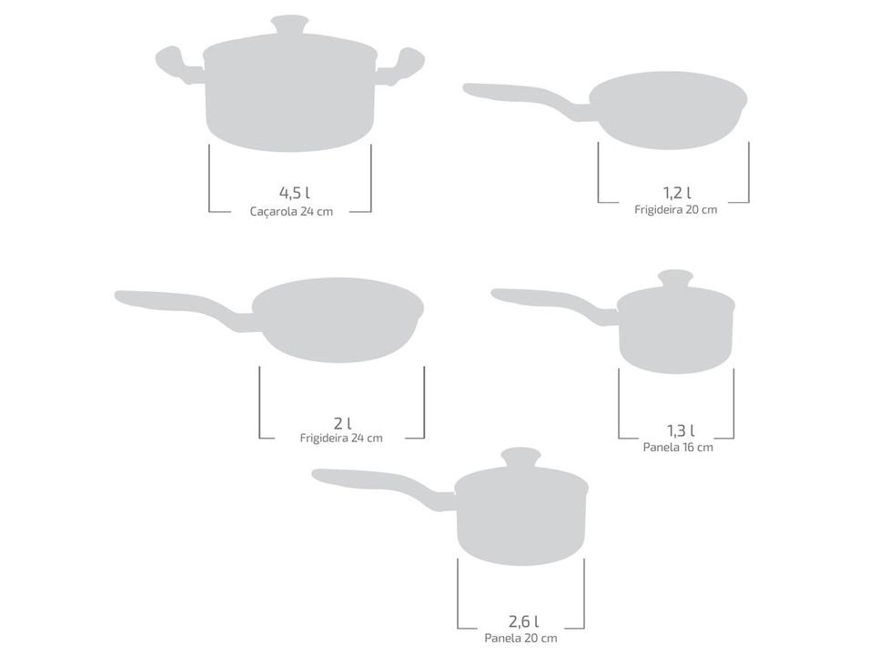 Jogo de Panelas Rochedo de Alumínio Vanilla Fundo Triplo 5 Peças Ceramic Light Sand - 1
