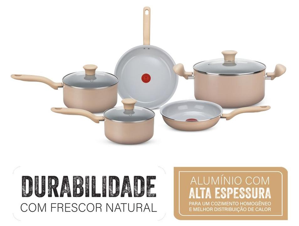 Jogo de Panelas Rochedo de Alumínio Vanilla Fundo Triplo 5 Peças Ceramic Light Sand - 2