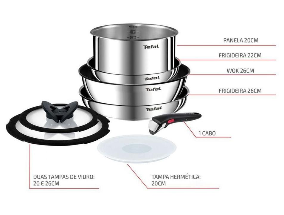 Jogo de Panelas Tefal Inox Fundo Triplo 4 Peças Ingenio - 3