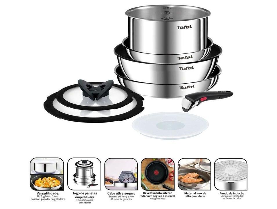 Jogo de Panelas Tefal Inox Fundo Triplo 4 Peças Ingenio - 2