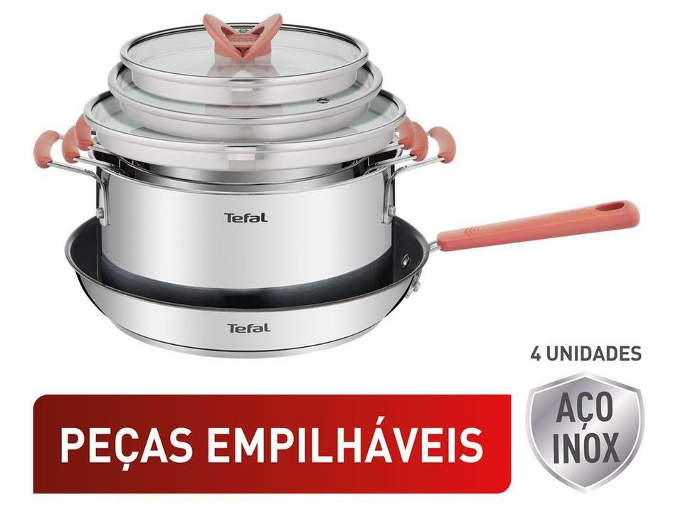 Jogo de Panelas Tefal Inox Fundo Triplo 4 Peças Opti'Space - 2