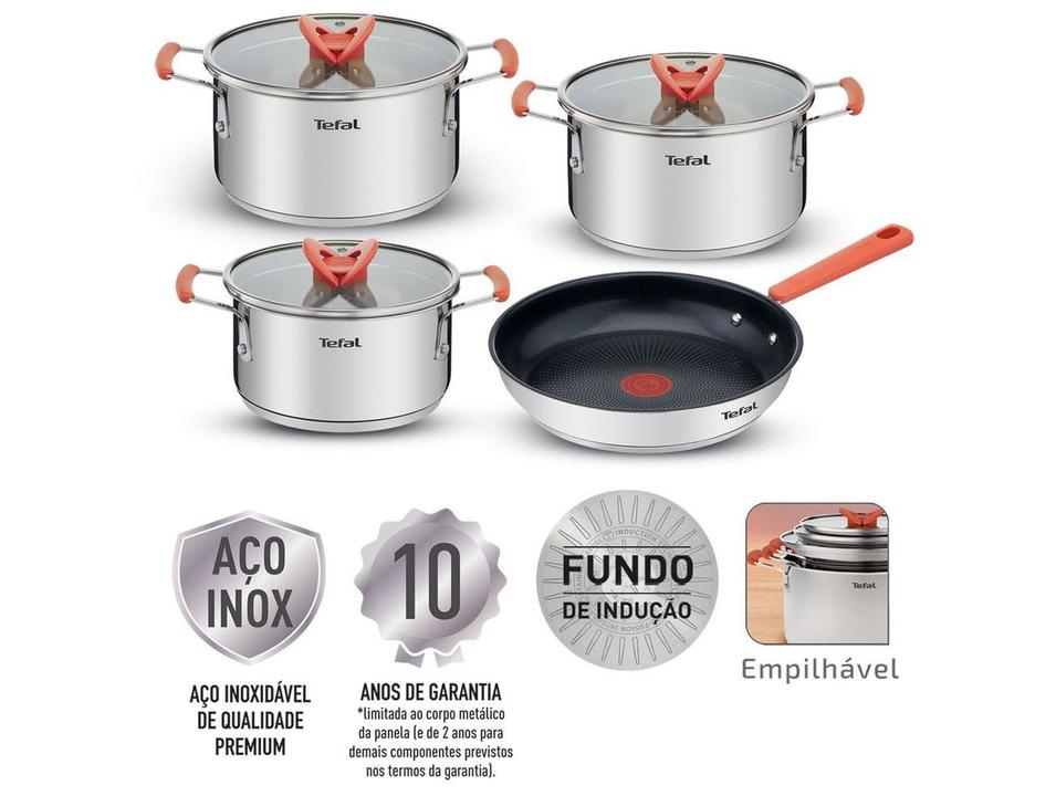 Jogo de Panelas Tefal Inox Fundo Triplo 4 Peças Opti'Space - 1