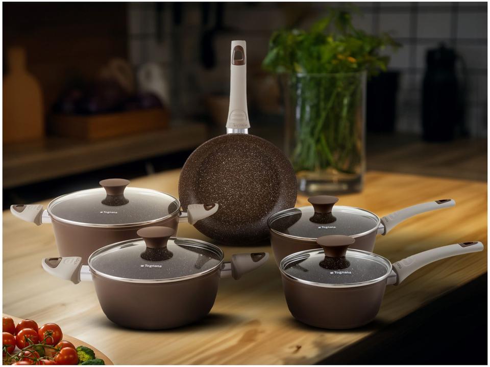 Jogo de Panelas Tognana Antiaderente de Alumínio Marrom 5 Peças Perolado - 3