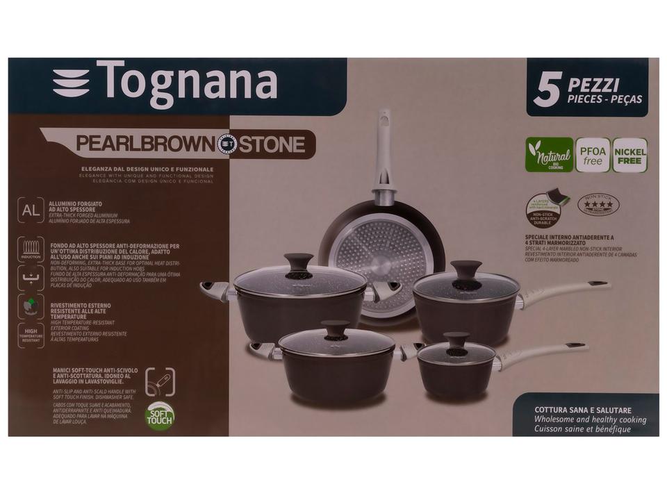 Jogo de Panelas Tognana Antiaderente de Alumínio Marrom 5 Peças Perolado - 14