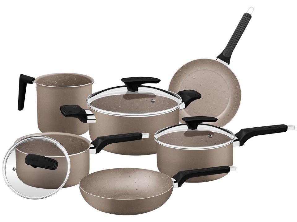 Jogo de Panelas Tramontina Antiaderente de Alumínio Amêndoa Milazzo - 2