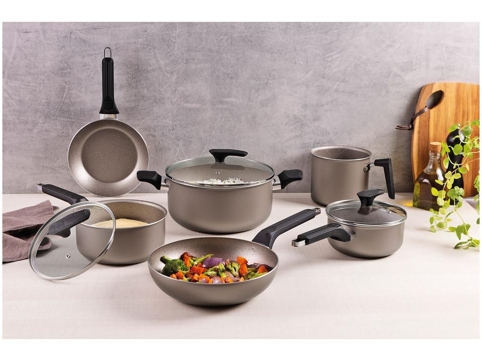 Jogo de Panelas Tramontina Antiaderente de Alumínio Amêndoa Milazzo - 3