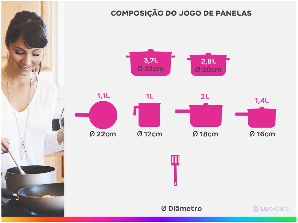 Jogo de Panelas Tramontina Antiaderente de Alumínio Azul 7 Peças Ravena - 2